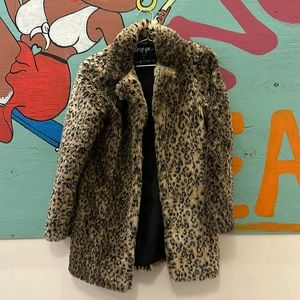 Nasty Gal Faux fur leopard cheetah print fluffy monster fur coat size medium M